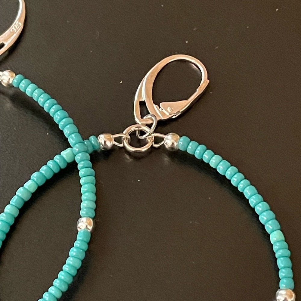 Turquoise Beaded Earrings with Seahorse Charm - Picture 5 of 5
